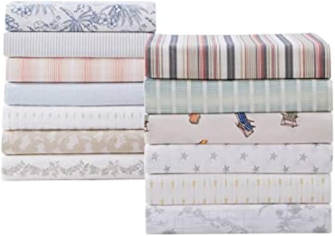 Tommy Bahama - King Sheets, Cotton Percale Bedding Set, Crisp & Cool, Stylish Bedding Set (Ala Moana Stripe Blue, King)