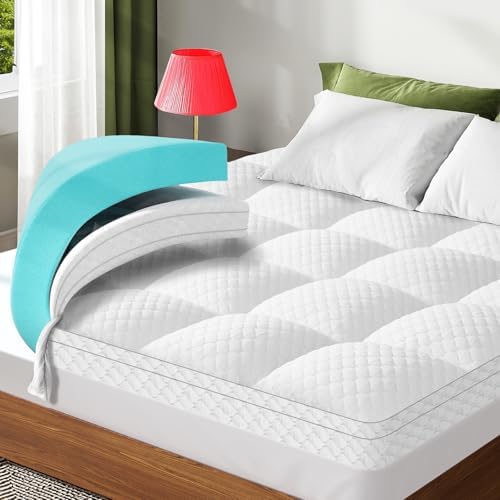 Dual Layer 3 Inch Memory Foam Mattress Topper Queen Size, 2 Inch Cooling Gel by VALUXE