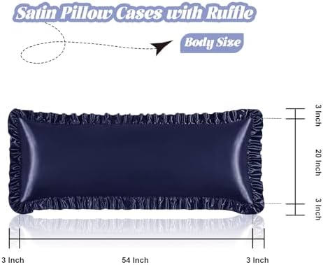 Homiest Navy Blue Ruffle Satin Body Pillow Cover - Image 3