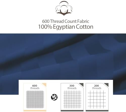100% Egyptian Cotton Pillow Protectors Set of 2, 600 Thread Count King Size Bed - Image 2