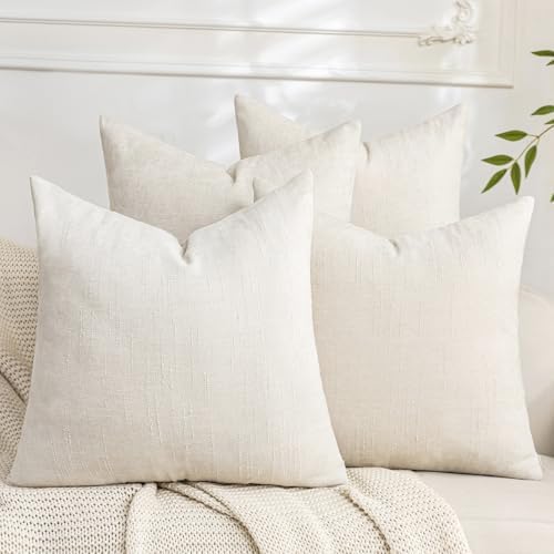 Set of 4 Soft Textured Decorative Throw Pillow Covers 16x16 Inch Cozy Farmhouse by Cozoomy