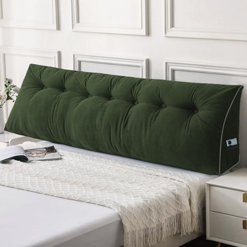 Sasttie Headboard Pillow King, Wedge Pillow Headboard, Olive Green by SASTTIE