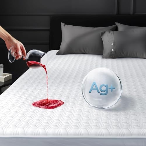 100% Waterproof Mattress Protector, Hypoallergenic Silver-Infused Mattress by Biteany