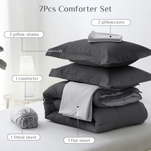 JOLLYVOGUE Oversized King Comforter Set, Ultra-Soft Bed in a Bag 7 Pieces - Image 5