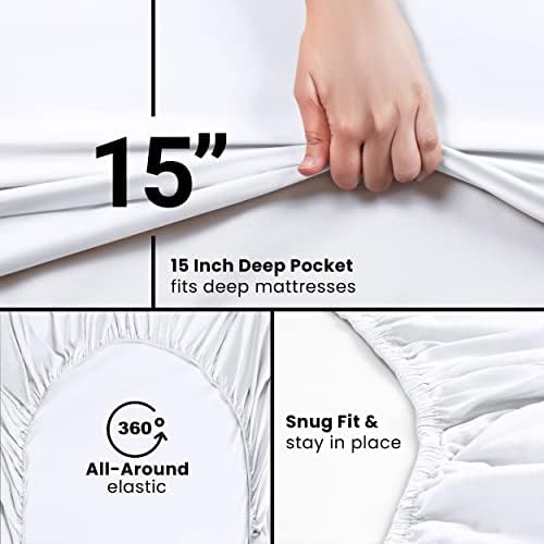 Pack of 2 Queen Fitted Sheet, Fits Up to 15 Inch Deep Pocket - Image 6