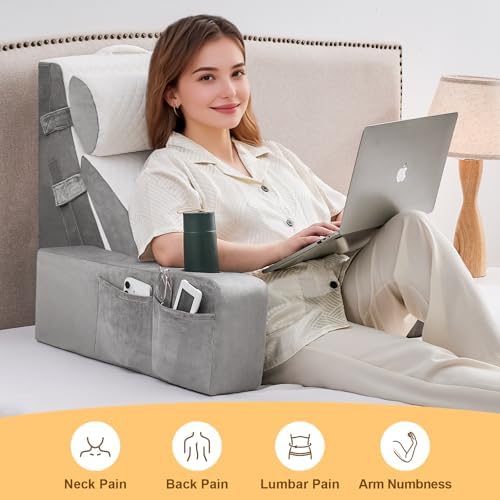5pcs Reading Pillow for Adults Sitting in Bed – Back Pillow for Bed Sitting Up - Image 7