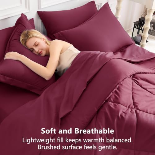 CozyLux King Comforter Set 102"x90" Burgundy - Image 4