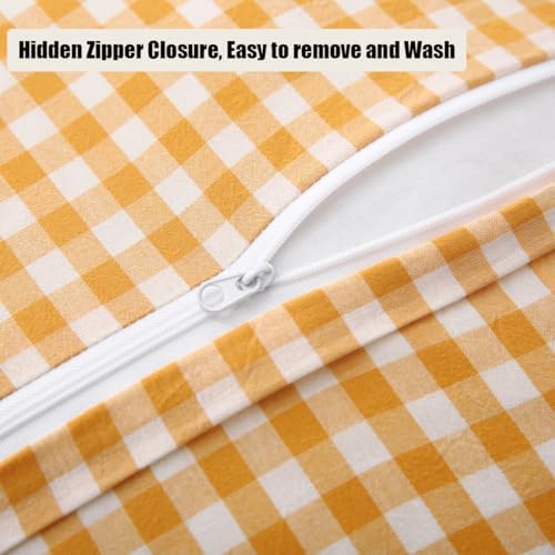 Mywinlle Mustard Yellow Gingham Ruffle Throw Pillow Covers 18"x18" - Image 4