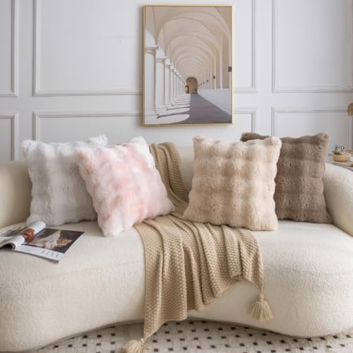 MADIZZ Pack of 2 Thick Plush Faux Wool Throw Pillow Covers Soft Boho Throw - Image 5