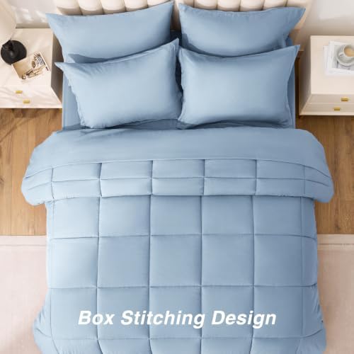 Love's cabin Plaid Twin XL Comforter Set, Light Blue - Image 6
