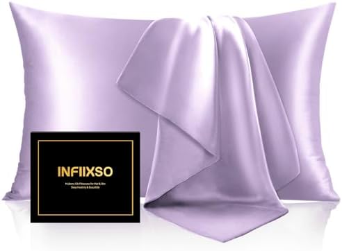 INFIIXSO Silk Pillow Cases King Size Set of 2, Hidden Zipper by INFIIXSO