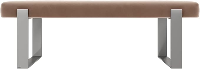 VANT Upholstered Bed Bench - Velvet Blush - Brushed Nickel - Contemporary Modern, Bedroom Bench Seat, Hallway, or Entryway