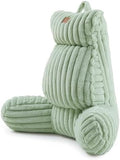 Faux Fur Reading Pillow for Bed, Adults Back Pillow, Sage Green, 29 inches by Am%C3%A9lieHome