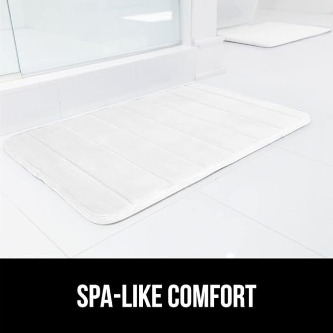 GORILLA GRIP Memory Foam Bath Mat, Soft Absorbent US Designed Bathroom Rug, Gripping Dots Machine Washable Bathmat, Cushioned Floor Mats, Shower Sink Rugs Room Décor Accessories, 30x20 White
