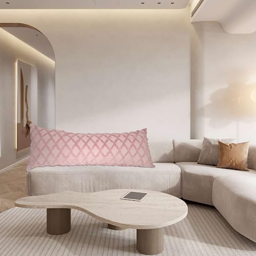 Home Long Body Lumbar Pillow case Cover, Solid Color Geometry Cushion Plush - Image 4