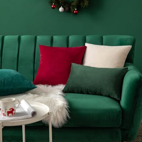 MIULEE 14x20 Inch Lumbar Velvet Throw Pillow Cover Set of 1 Cream White - Image 7