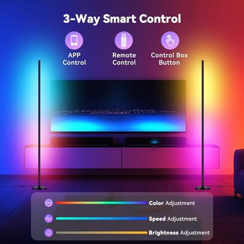 RGB LED Corner Floor Lamp, Music Sync, App Remote, Ambient Lighting - Image 2