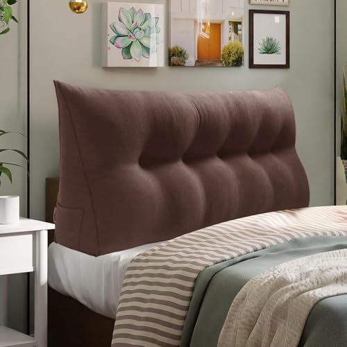 WOWMAX Bed Wedge Headboard Pillow Queen Reading Pillow Sitting in Bed Brown by WOWMAX