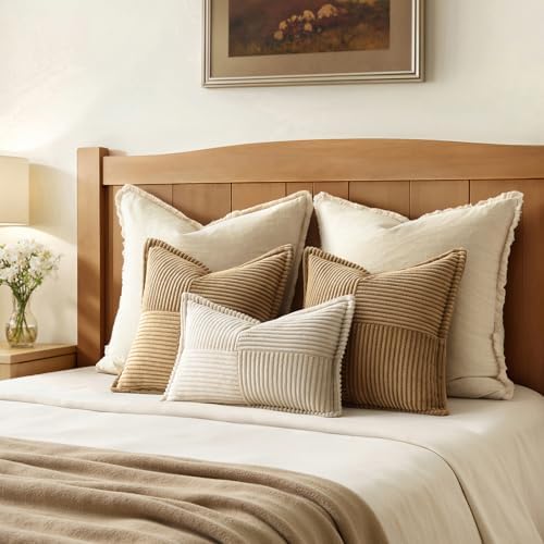 MIULEE Decorative Euro Sham Throw Pillow Covers 24x24 Inch Brown 2 Pack - Image 3