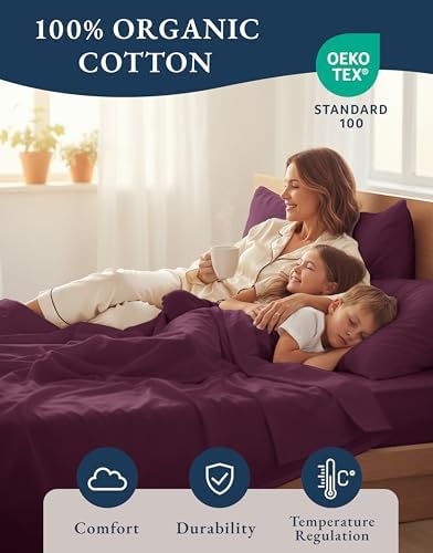 LANE LINEN Twin Sheets 100% Organic Cotton Soft 3pc Percale - Image 6