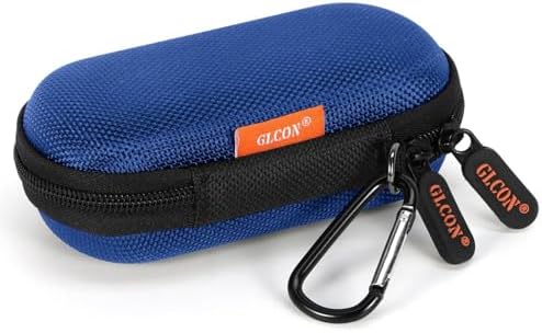 Blue Mini Earbud Case, Small Oval Hard Shell Carrying Pouch Bag by GLCON