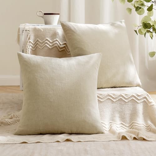 MIULEE Ivory Chenille Couch Throw Pillow Covers - Image 4