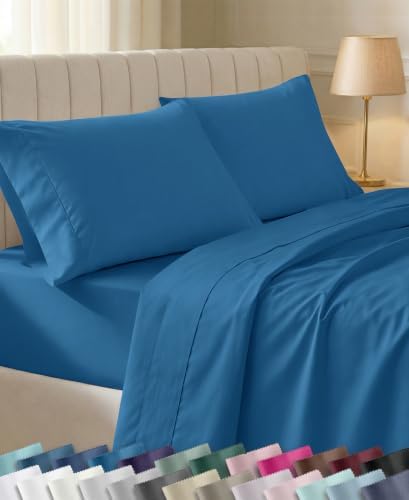 California Design Den Soft 100% Cotton Queen Sheet Set, Cobalt Blue by CaliforniaDesignDen