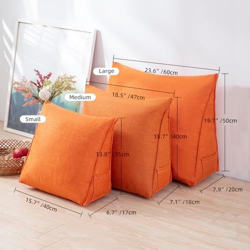 Triangular Reading Pillow with Side Pocket, Backrest Support Cushion - Image 6