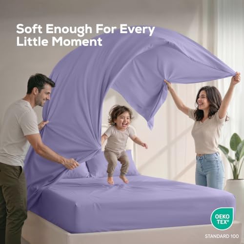 Queen Sheets Set, 4 Pieces 16" Deep Pocket Hotel Luxury Bed Sheets - Image 5