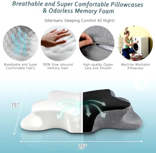 CHxxy Cervical Neck Pillow for Pain Relief Sleeping, Memory Foam Pillows - Image 7