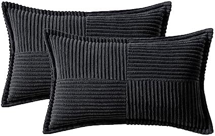 MIULEE Decorative Lumbar Throw Pillow Covers 12x20 Inch Black 2 Pack - Image 6