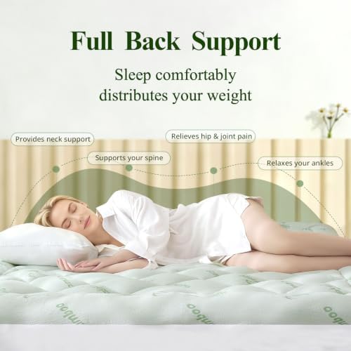 King Mattress Topper, Bamboo Viscose Thick Pillow Top Mattress Pad - Image 5