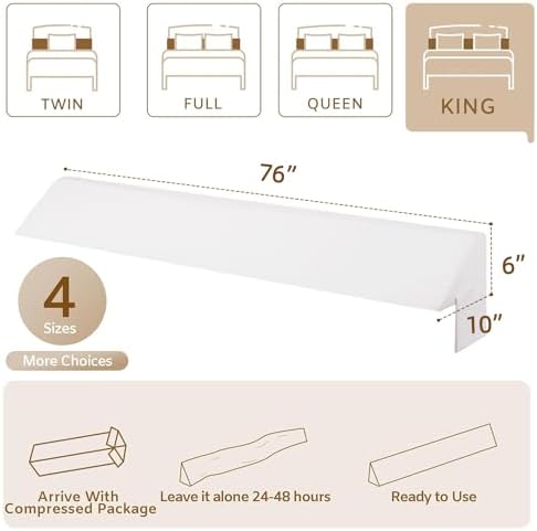 Bedluxe King Bed Wedge Pillow for Headboard, Fill The Gap - Image 4