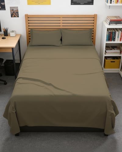 Full XL Sheets - 4 Piece Full XL Sheet Set - Breathable & Cooling - Khaki by CGKUnlimited