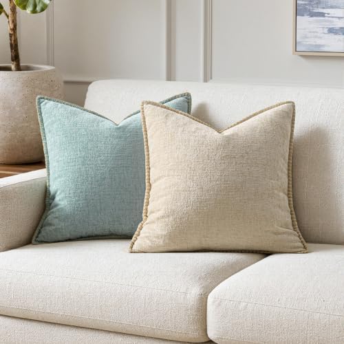 MIULEE Decorative Euro Sham Pillow Covers 24x24 Inch Beige 2 Pack - Image 4
