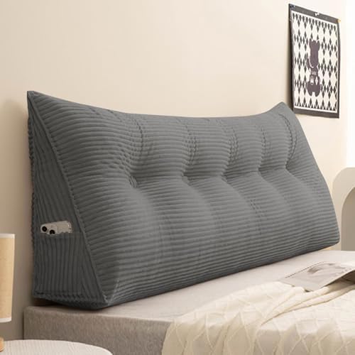 Queen Wedge Pillow Headboard Bed Corduroy Backrest Triangular Headboard Cushions by DetailsMakeLifeMoreSoft