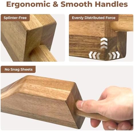 DR.OXXIER 2-Piece Acacia Wood Mattress Lifter and Bed Maker Set - Image 4