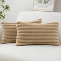 MIULEE Faux Fur Lumbar Decorative Throw Pillow Covers 12x20 Set of 2 Khaki by MIULEE