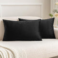 MIULEE 12x20 Inch Lumbar Velvet Throw Pillow Covers Black by MIULEE