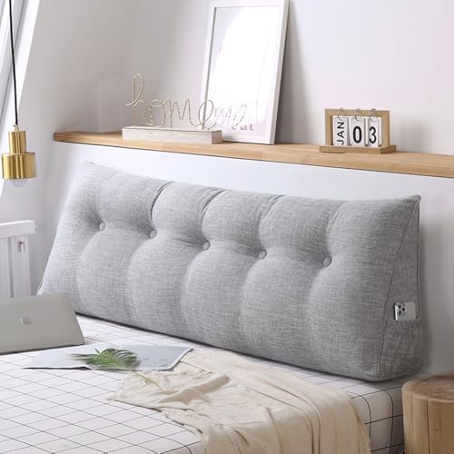 Headboard Wedge Pillow for Single/Twin/Queen/King Bed, Large Cotton Linen by Unknown