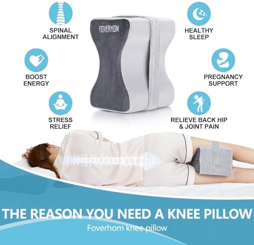 foverhom Memory Foam Knee Pillow Orthopedic Leg Support Grey - Image 4