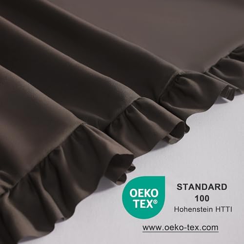 Ruffled King Pillow Shams, 2 Pack, 20x36 Inches, Dark Brown - Image 5