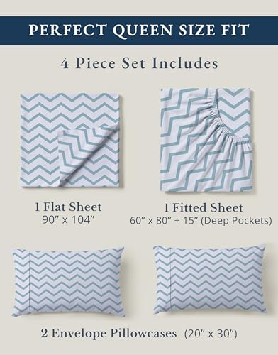 LANE LINEN Queen Sheet Set 100% Organic Cotton Cooling Soft 4pc - Image 4