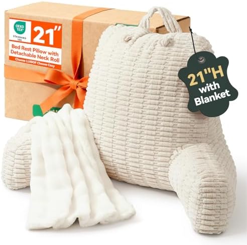 24" Large Reading Pillow with Detachable Neck Roll by LUISOF