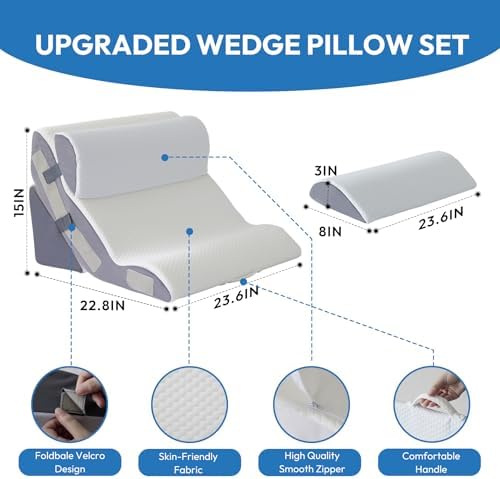 Ahpmeoa 4PCS Wedge Pillow Set for After Surgery, Back Pillow for Bed Sitting up - Image 2