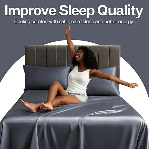 MR&HM Satin Pillowcase 2 Pack, King Size 20"x36", Space Grey - Image 4