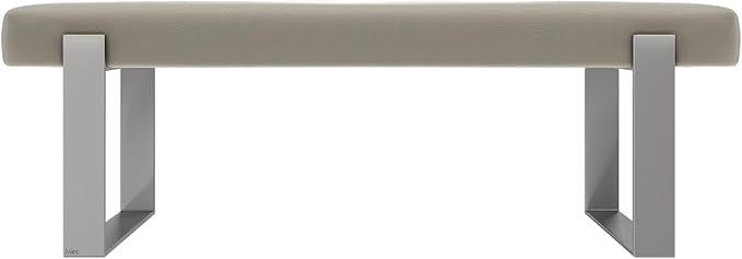 VANT Upholstered Bed Bench - Vintage Leather Dusty Taupe - Brushed Nickel - Contemporary Modern, Bedroom Bench Seat, Hallway, or Entryway