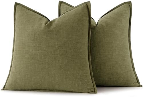 MIULEE Decorative Linen Pillow Covers 18x18 Inch Green - Image 6