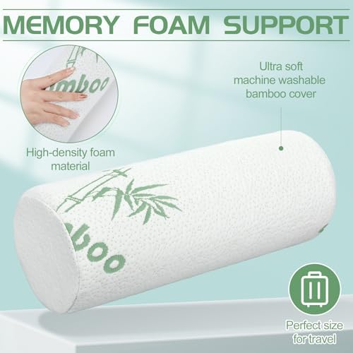 1 Pcs Memory Foam Roll Pillow Neck Bolster Cylinder Pillow, 15.8 x 5.9 Inch - Image 4