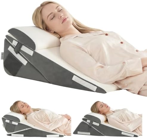 Vekkia 2PCS Wedge Pillow Set for Sleeping After Surgery, Fit for Acid Reflux by Vekkia
